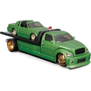 Imagine MAISTO DESIGN ELITE TRANSPORT SET CAMION CU RAMPA MAISTO FLATBED SI MASINUTA BUICK REGAL T TYPE 1987 SCARA 1 LA 64