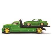 Imagine MAISTO DESIGN ELITE TRANSPORT SET CAMION CU RAMPA MAISTO FLATBED SI MASINUTA BUICK REGAL T TYPE 1987 SCARA 1 LA 64