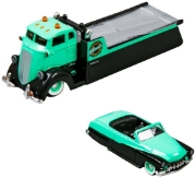 Imagine MAISTO DESIGN ELITE TRANSPORT SET CAMION CU RAMPA COE FLATBED SI MASINUTA MERCURY CUSTOM 1950 SCARA 1 LA 64