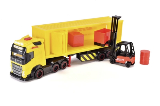 Imagine DICKIE SET CAMION DHL SI STIVUITOR CU SUNETE SI LUMINI 35CM