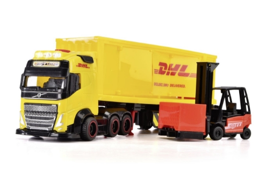 Imagine DICKIE SET CAMION DHL SI STIVUITOR CU SUNETE SI LUMINI 35CM