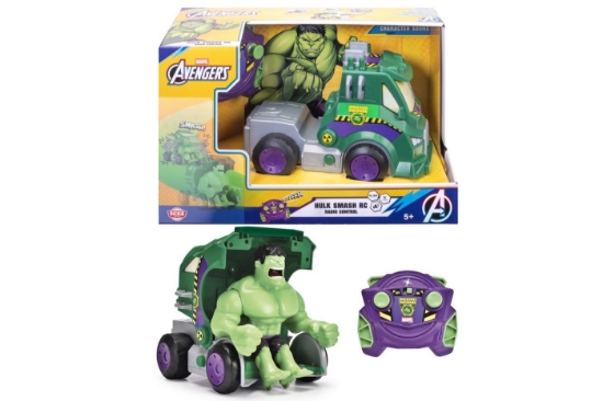 Imagine DICKIE TOYS MARVEL RAZBUNATORII MASINA RC CU TELECOMANDA 2.4GHz HULK SMASH CU SUNETE SCARA 1 LA 24