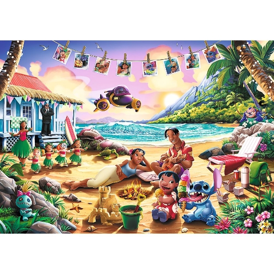 Imagine PUZZLE TREFL 1000 PREMIUM PLUS DISNEY LILO SI STITCH PETRECERE PE PLAJA