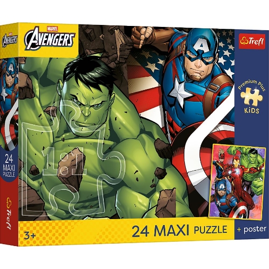 Imagine PUZZLE TREFL 24 MAXI PREMIUM PLUS KIDS RAZBUNATORII EROII VISELOR CU POSTER