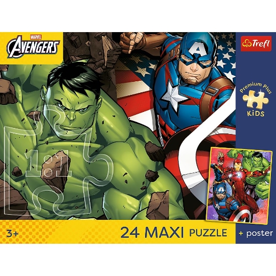 Imagine PUZZLE TREFL 24 MAXI PREMIUM PLUS KIDS RAZBUNATORII EROII VISELOR CU POSTER