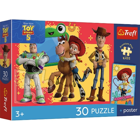 Imagine PUZZLE TREFL 30 PREMIUM PLUS KIDS TOY STORY 5 AVENTURILE CU JUCARII CU POSTER 