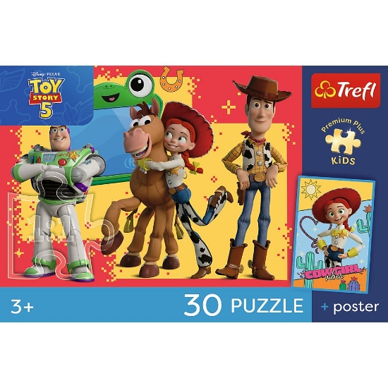 Imagine PUZZLE TREFL 30 PREMIUM PLUS KIDS TOY STORY 5 AVENTURILE CU JUCARII CU POSTER 