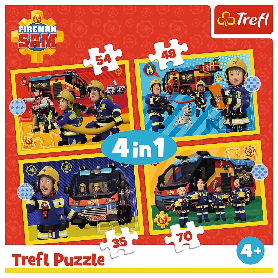 Imagine PUZZLE TREFL 4IN1 POMPIER CU SIRENA