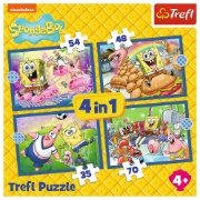 Imagine PUZZLE TREFL 4IN1 VIATA ACVATICA A LUI SPONGEBOB