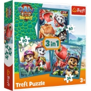 Imagine PUZZLE TREFL 3IN1 PATRULA CATELUSILOR INSULA DINOZAURILOR  