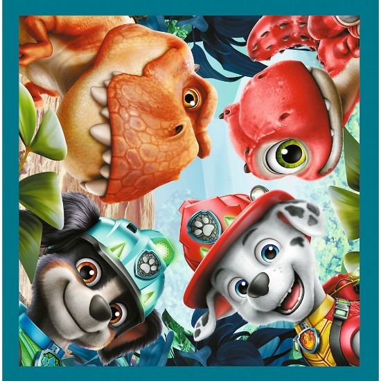 Imagine PUZZLE TREFL 3IN1 PATRULA CATELUSILOR INSULA DINOZAURILOR  