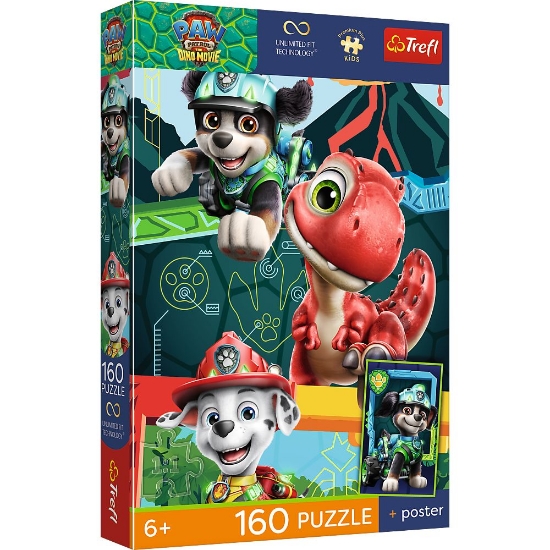 Imagine PUZZLE TREFL 160 PREMIUM PLUS KIDS PATRULA CATELUSILOR AVENTURA CU DINOZAURI PLUS POSTER