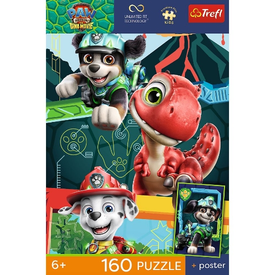 Imagine PUZZLE TREFL 160 PREMIUM PLUS KIDS PATRULA CATELUSILOR AVENTURA CU DINOZAURI PLUS POSTER