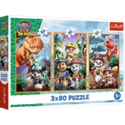 Imagine PUZZLE TREFL 3X80 PATRULA CATELUSILOR EROII DINOZAURILOR 