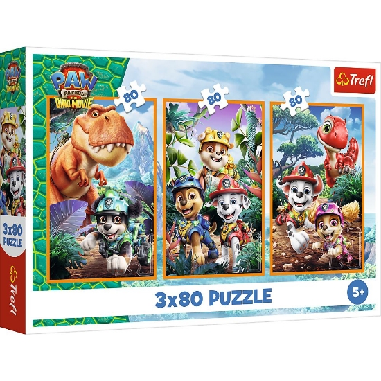 Imagine PUZZLE TREFL 3X80 PATRULA CATELUSILOR EROII DINOZAURILOR 
