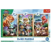 Imagine PUZZLE TREFL 3X80 PATRULA CATELUSILOR EROII DINOZAURILOR 
