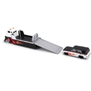 Imagine MAISTO DESIGN ELITE TRANSPORT SET CAMION CU RAMPA COE FLATBED SI MASINUTA CHEVROLET K5 BLAZER 1979 SCARA 1 LA 64