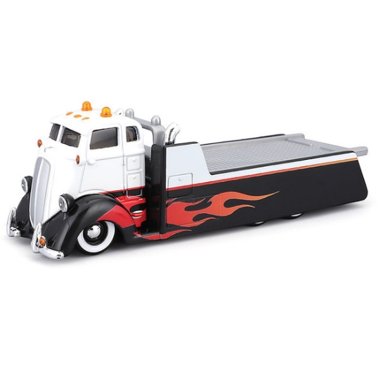 Imagine MAISTO DESIGN ELITE TRANSPORT SET CAMION CU RAMPA COE FLATBED SI MASINUTA CHEVROLET K5 BLAZER 1979 SCARA 1 LA 64