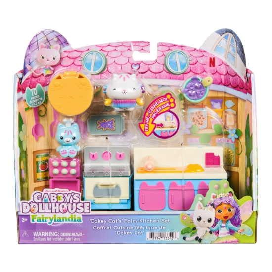 Imagine GABBYS DOLLHOUSE FAIRYLANDIA SET DE JOACA BUCATARIA MAGICA A PISICII CAKEY CU FIGURINE SI ACCESORII