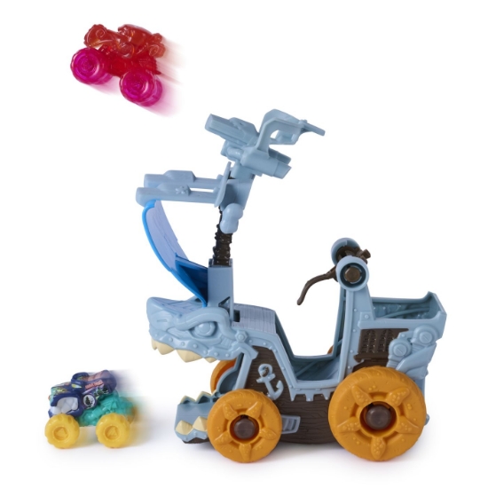 Imagine MONSTER JAM MINI JAMS SET DE JOACA LANSATOR MEGALODON DISTRUGATOR MARIN 