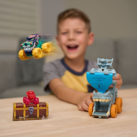 Imagine MONSTER JAM MINI JAMS SET DE JOACA LANSATOR MEGALODON DISTRUGATOR MARIN 
