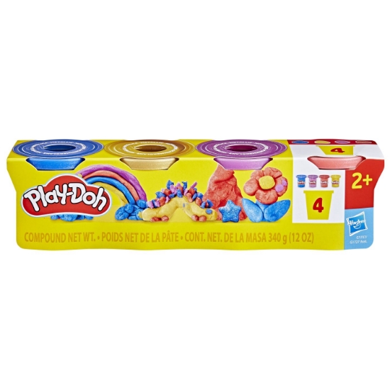 Imagine PLAY DOH SET 4 CUTII PLASTILINA CULORI METALICE STRALUCITOARE