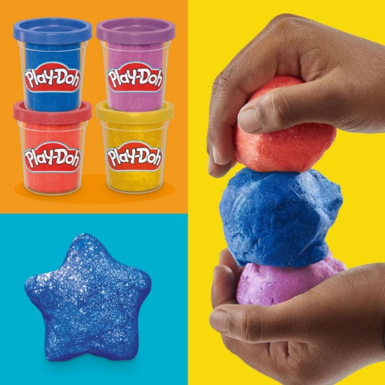 Imagine PLAY DOH SET 4 CUTII PLASTILINA CULORI METALICE STRALUCITOARE