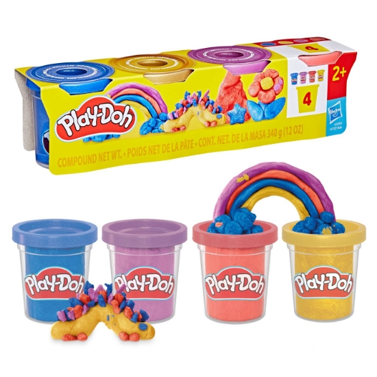 Imagine PLAY DOH SET 4 CUTII PLASTILINA CULORI METALICE STRALUCITOARE