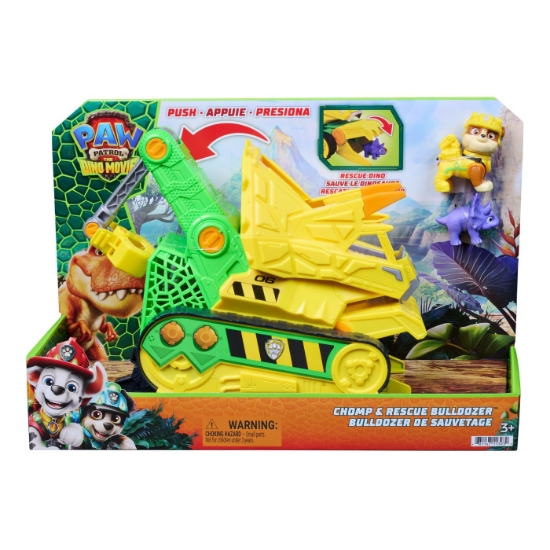 Imagine PATRULA CATELUSILOR FILMUL CU DINOZAURI SET BULDOZER CU FIGURINA RUBBLE SI ACCESORII