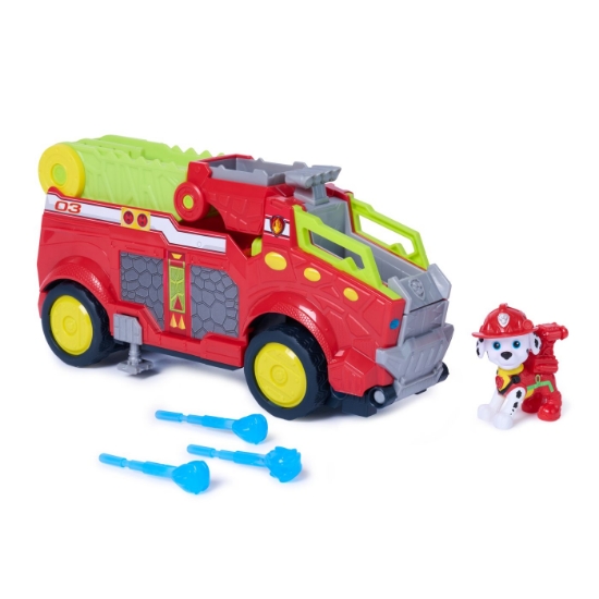 Imagine PATRULA CATELUSILOR FILMUL CU DINOZAURI SET VEHICUL DINO DE POMPIERI CU FIGURINA MARSHALL SI ACCESORII