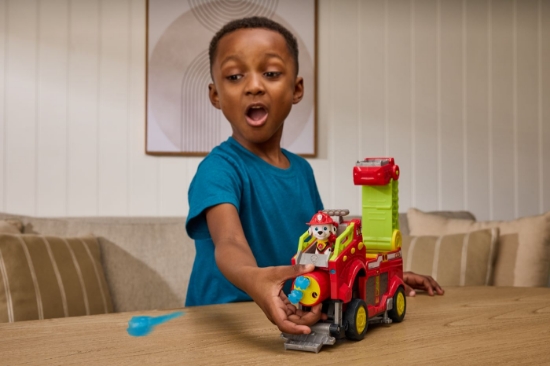 Imagine PATRULA CATELUSILOR FILMUL CU DINOZAURI SET VEHICUL DINO DE POMPIERI CU FIGURINA MARSHALL SI ACCESORII