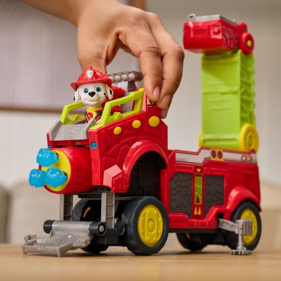 Imagine PATRULA CATELUSILOR FILMUL CU DINOZAURI SET VEHICUL DINO DE POMPIERI CU FIGURINA MARSHALL SI ACCESORII
