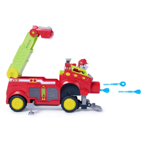 Imagine PATRULA CATELUSILOR FILMUL CU DINOZAURI SET VEHICUL DINO DE POMPIERI CU FIGURINA MARSHALL SI ACCESORII