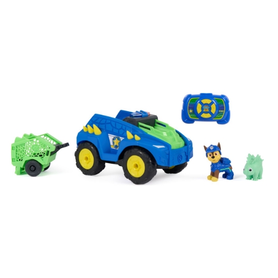 Imagine PATRULA CATELUSILOR FILMUL CU DINOZAURI SET VEHICUL DINO RC CU TELECOMANDA FIGURINA CHASE SI ACCESORII