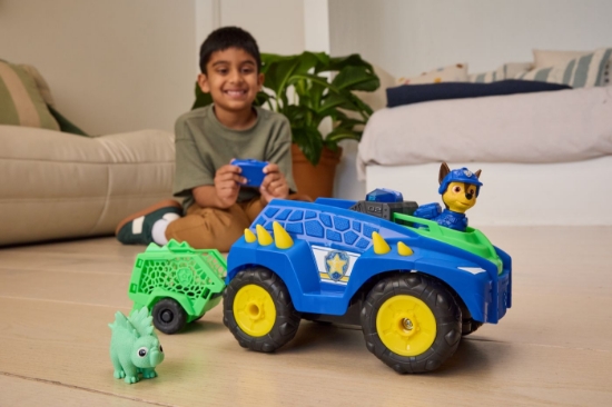 Imagine PATRULA CATELUSILOR FILMUL CU DINOZAURI SET VEHICUL DINO RC CU TELECOMANDA FIGURINA CHASE SI ACCESORII