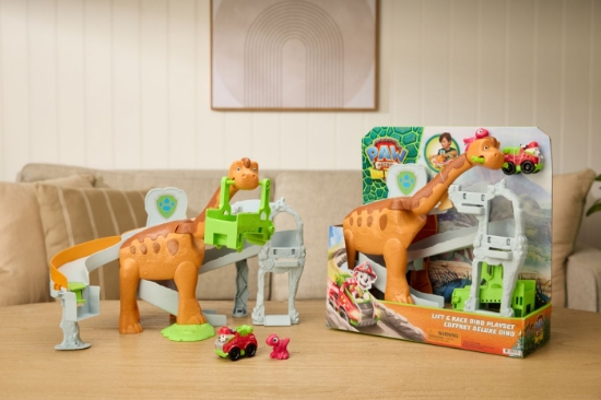 Imagine PATRULA CATELUSILOR FILMUL CU DINOZAURI SET DE JOACA LIFT AND RACE CU FIGURINA
