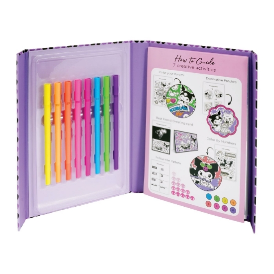 Imagine HAPPI HOBBI KUROMI JURNAL ARTISTIC CU MARKERE NEON 