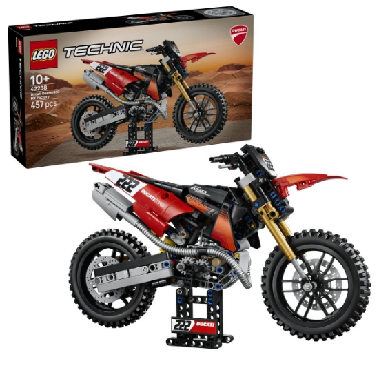 Imagine LEGO TECHNIC MOTOCICLETA DUCATI DESMO 450 MX VERSIUNEA DE UZINA 42238