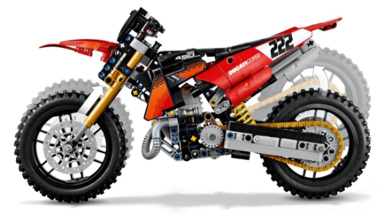 Imagine LEGO TECHNIC MOTOCICLETA DUCATI DESMO 450 MX VERSIUNEA DE UZINA 42238