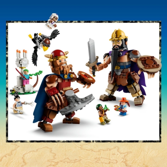 Imagine LEGO ONE PIECE DORRY VS BROGY GIGANTII DIN MICUTA GRADINA 75644