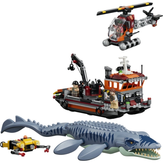 Imagine LEGO JURASSIC WORLD UN MOSASAURUS ATACA O BARCA 77983