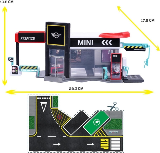Imagine MAJORETTE SET SHOWROOM AUTO MINI CU MASINUTA INCLUSA MINI ACEMAN SCARA 1 LA 64