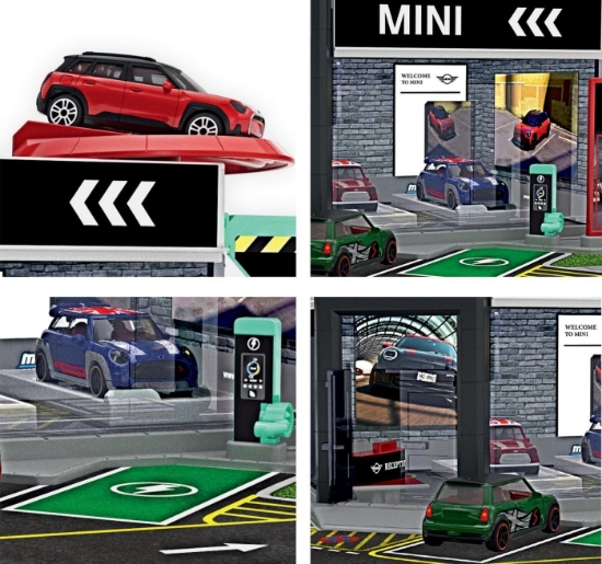 Imagine MAJORETTE SET SHOWROOM AUTO MINI CU MASINUTA INCLUSA MINI ACEMAN SCARA 1 LA 64