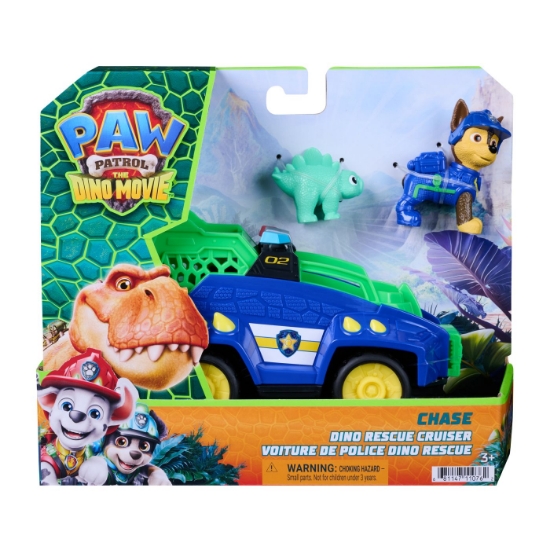 Imagine PATRULA CATELUSILOR FILMUL CU DINOZAURI SET DINO VEHICUL DE POLITIE CU FIGURINA CHASE SI ACCESORII 15CM