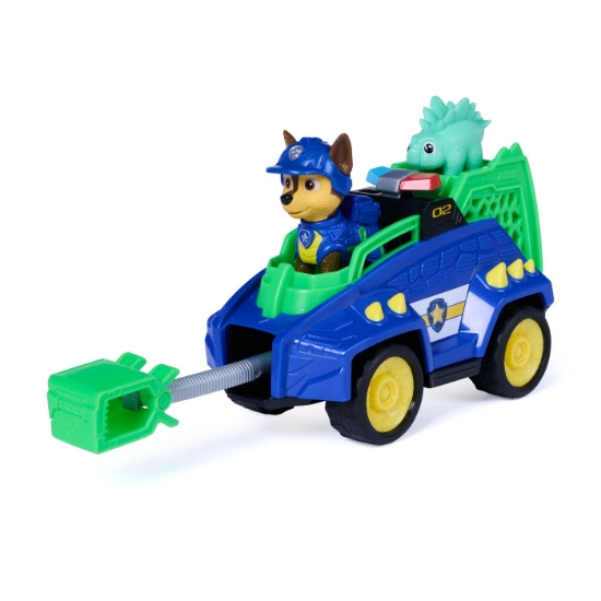 Imagine PATRULA CATELUSILOR FILMUL CU DINOZAURI SET DINO VEHICUL DE POLITIE CU FIGURINA CHASE SI ACCESORII 15CM