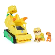 Imagine PATRULA CATELUSILOR FILMUL CU DINOZAURI SET DINO VEHICUL BULDOZER CU FIGURINA RUBBLE SI ACCESORII 15CM
