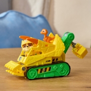 Imagine PATRULA CATELUSILOR FILMUL CU DINOZAURI SET DINO VEHICUL BULDOZER CU FIGURINA RUBBLE SI ACCESORII 15CM