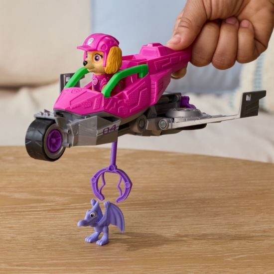 Imagine PATRULA CATELUSILOR FILMUL CU DINOZAURI SET DINO VEHICUL AVION CU FIGURINA SKYE SI ACCESORII 15CM