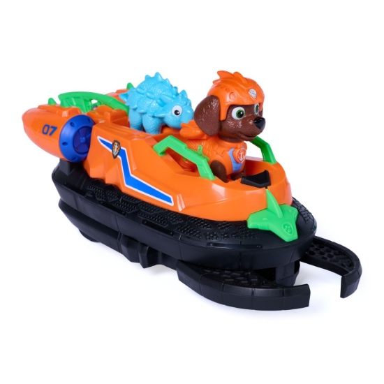 Imagine PATRULA CATELUSILOR FILMUL CU DINOZAURI SET DINO VEHICUL HOVERCRAFT CU FIGURINA ZUMA SI ACCESORII 15CM