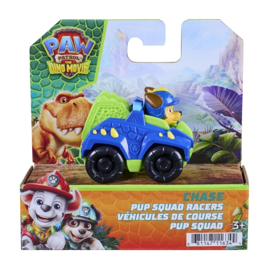 Imagine PATRULA CATELUSILOR FILMUL CU DINOZAURI PUP SQUAD RACERS VEHICUL CU FIGURINA CHASE 6.5CM
